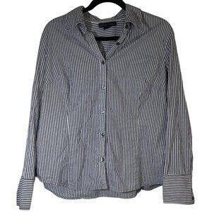 Attention long sleeve shirt button up striped collar cotton blend blue XXL READ